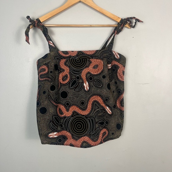 ANTHROPOLOGIE Corey Lynn Calter Ibiza Snake Tie Tank Top Size Small - Picture 2 of 6